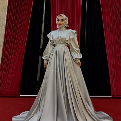 Tasarım Abiye Krem Gümüş Grisi